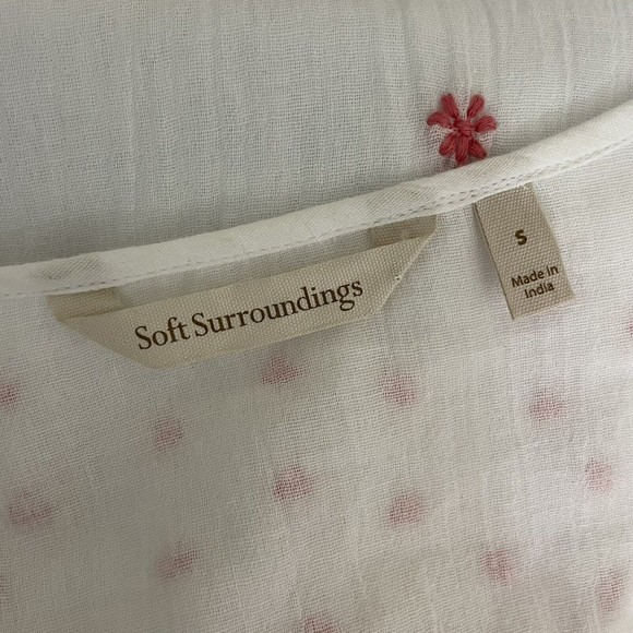 Soft Surroundings Oliana Top SMALL Cotton Embroidered Lined Boho Tunic - Picture 7 of 8